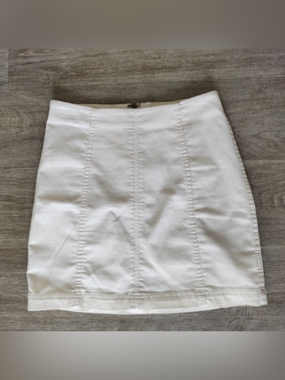 Free‎ People Short Skirt Size 12 White Cotton Rayon Blend Zip Up